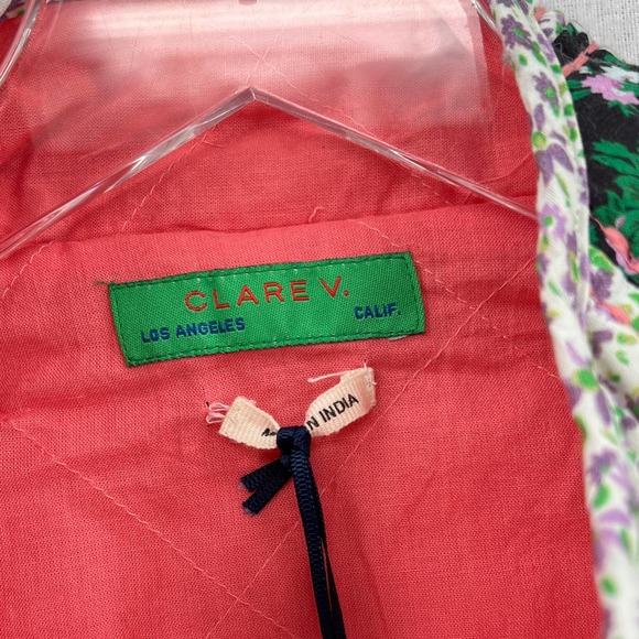 CLARE V Vest Womens Medium Large Black Multicolor Quilted Floral Reversible NWT - Picture 10 of 14